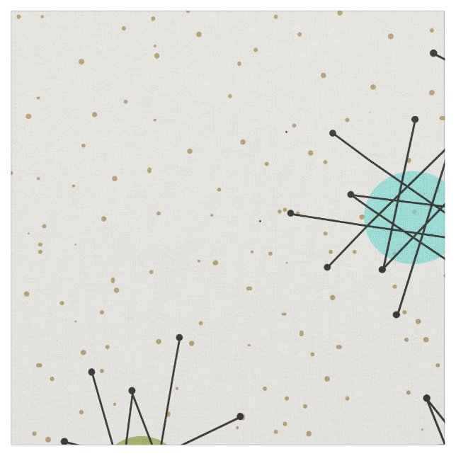 Iconic Atomic Starbursts Combed Cotton Fabric (Close Up)