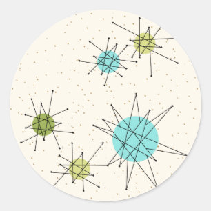 Iconic Atomic Starbursts Round Stickers