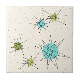 Iconic Atomic Starbursts Small Ceramic Tile
