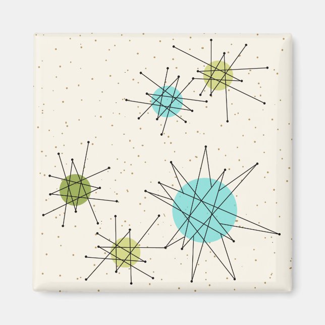 Iconic Atomic Starbursts Square Magnet (Front)