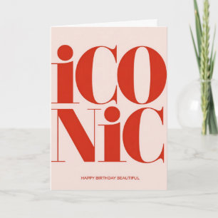 Iconic Bold Typography Pink and Red Birthday Card