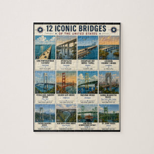 Iconic Bridges of The United States List Vintage Jigsaw Puzzle