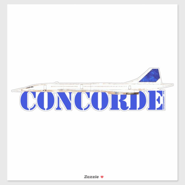 Iconic Concorde Jet with Bold Blue Typography (Sheet)