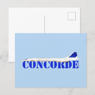 Iconic Concorde Jet with Bold Blue Typography Postcard