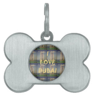 Iconic Dubai: "I Love Dubai" Vector Graphic design Pet ID Tag