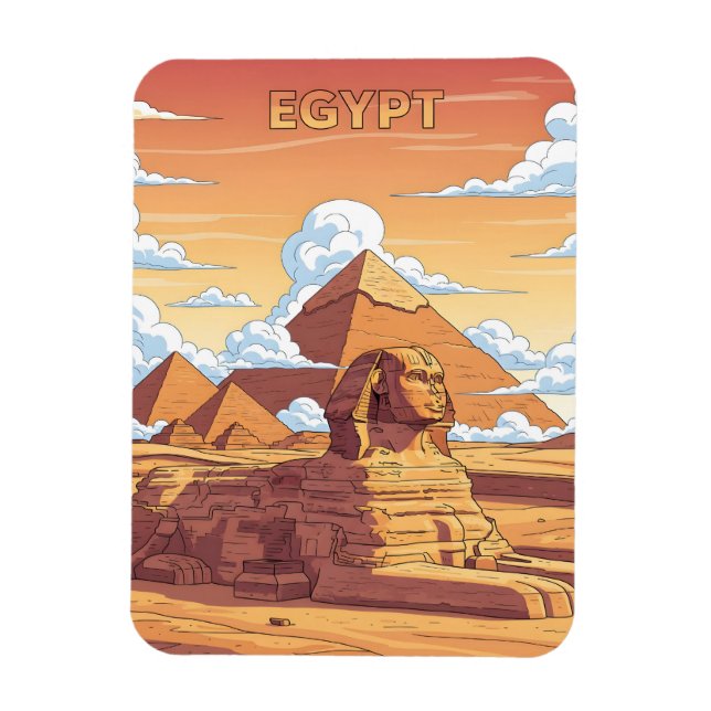 Iconic Egyptian pyramids and sphinx Magnet (Vertical)