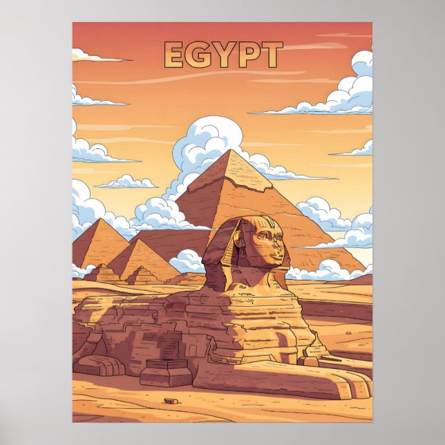 Iconic Egyptian pyramids and sphinx Poster (Front)