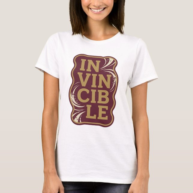 Iconic Gold INVINCIBLE Statement Design T-Shirt (Front)