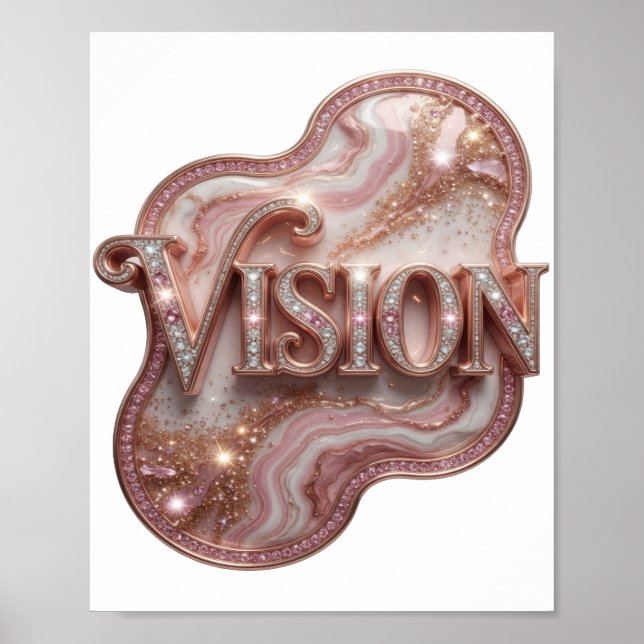 Iconic Gold VISION 3D Text Art Poster (Front)
