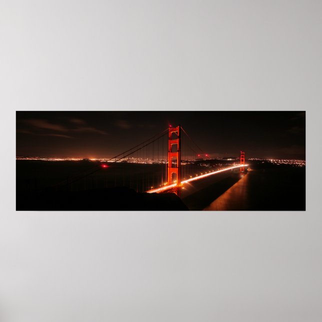 Iconic Golden Gate Bridge at Night Poster (Front)