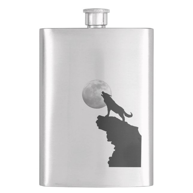 iconic howling wolf Premium Flask (Front)