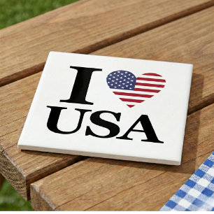 Iconic "I ❤️ USA" Ceramic Accent Tile