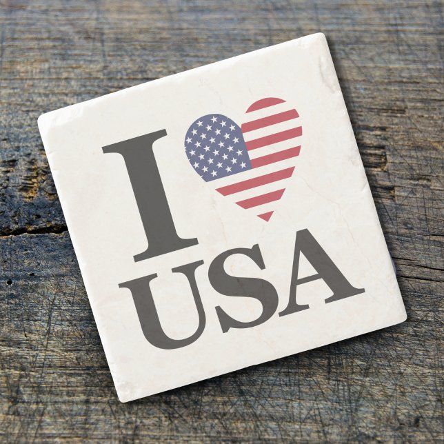 Iconic "I ❤️ USA" Stone Coaster (Set Your Pride in Stone.)