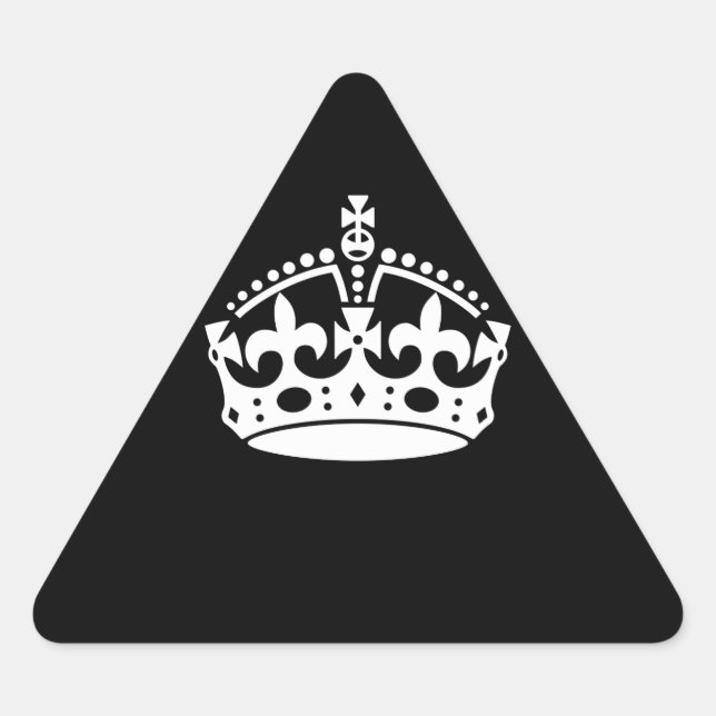 Iconic Keep Calm Crown on Black Triangle Sticker (Front)
