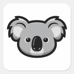 Iconic Koala – Cute Minimal Face Illustration Square Sticker
