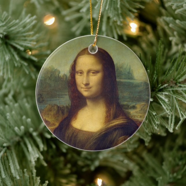 Iconic Leonardo da Vinci Mona Lisa Ceramic Ornament (Tree)