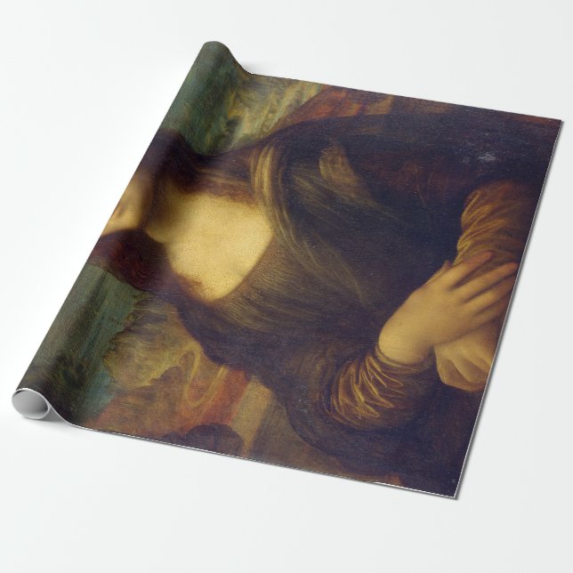 Iconic Leonardo da Vinci Mona Lisa Wrapping Paper (Unrolled)