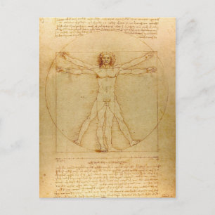 Iconic Leonardo da Vinci Vetruvian Man Postcard