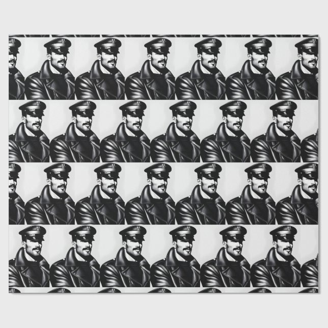 Iconic LGBTQ Gay Leather Daddy Wrapping Paper (Flat)