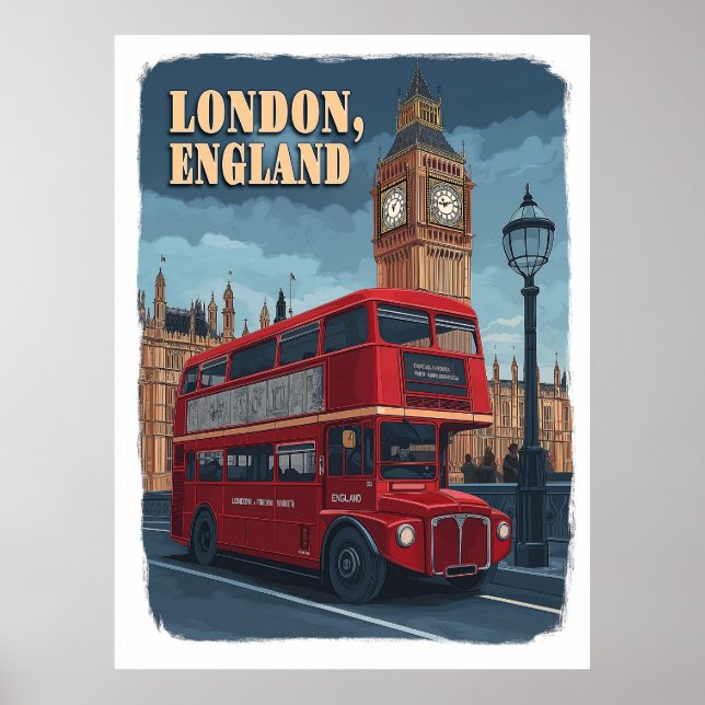 Iconic London: A Vintage Travel  Poster (Front)