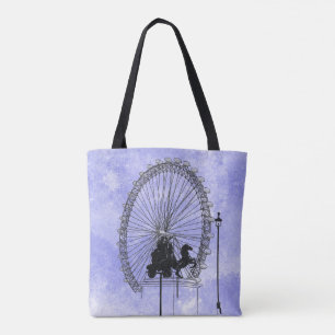 Iconic London Attraction Pen and Ink  Blue Violet Tote Bag