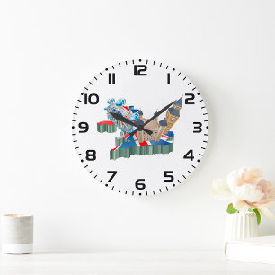 Iconic London Landmarks UK Map British Travel Large Clock