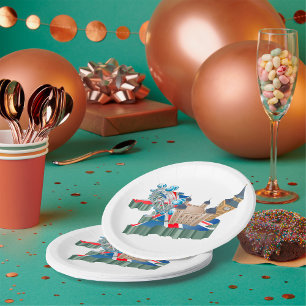 Iconic London Landmarks UK Map British Travel Paper Plate