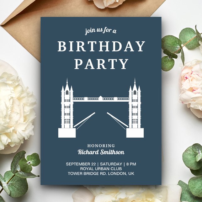 Iconic London Tower Bridge Birthday Party Invitation (Creator Uploaded)
