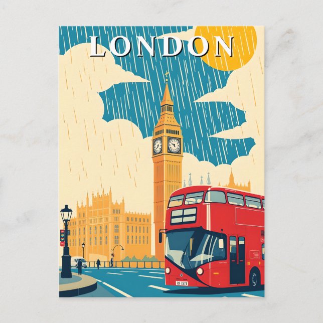 Iconic London UK Travel Vintage Travel  Art Postcard (Front)