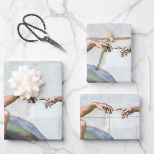 Iconic Michelangelo Creation of Adam Poster Wrapping Paper Sheet
