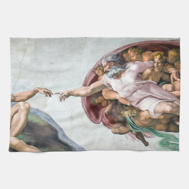 Iconic Michelangelo Creation of Adam Tea Towel (Horizontal)