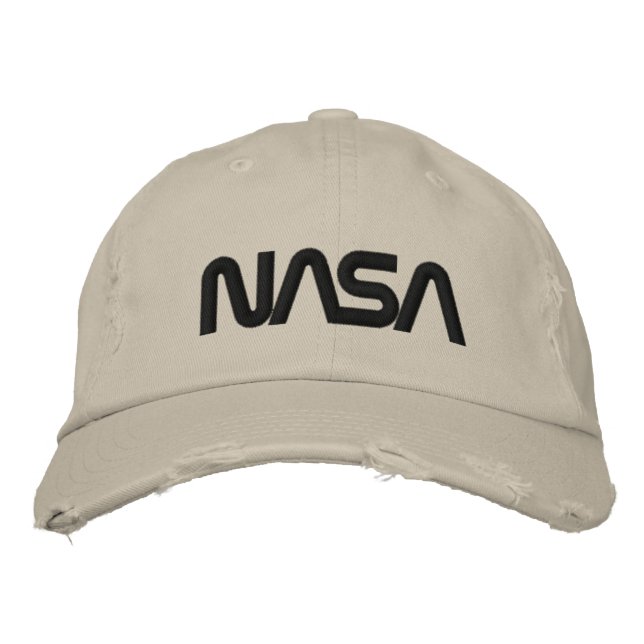 Iconic NASA Circa Jupiter Beige Distressed Embroidered Hat (Front)