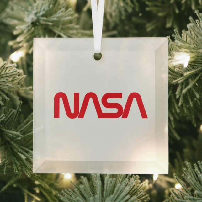 Iconic NASA Circa Rocket White Glass Holiday Tree Decoration (Insitu)