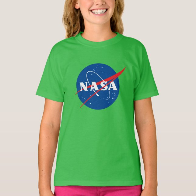 Iconic NASA Girls’ Cotton T-Shirt (Vernal Green) (Front)