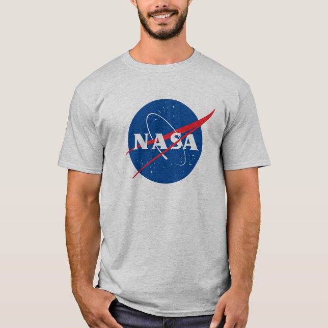 Iconic NASA Heavy Cotton T-Shirt (Moon Grey) (Front)