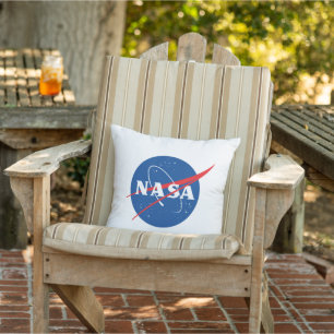 Iconic NASA Rocket White 16” x 16” Throw Cushion