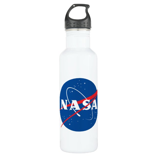 Iconic NASA Rocket White 24 oz 710 Ml Water Bottle (Front)