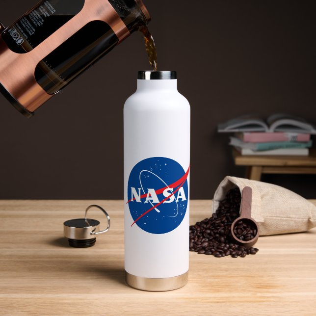 Iconic NASA Rocket White Insulated Water Bottle (Coffee (Rotated))