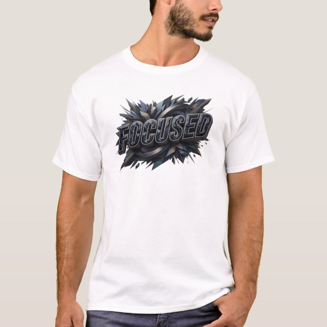 Iconic Navy FOCUSED Text Design T-Shirt (Front)