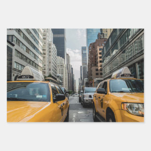 Iconic New York City Yellow Taxi Cabs Wrapping Pap Paper Sheet