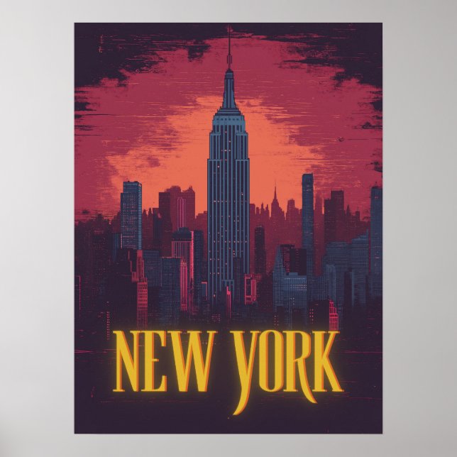 Iconic New York Cityscape – Nighttime Skyline Poster (Front)