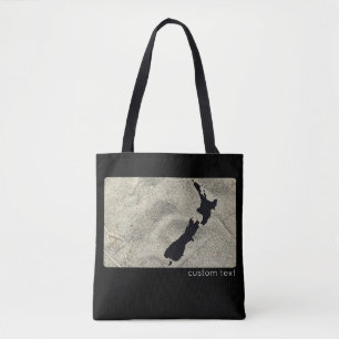 ICONIC NEW ZEALAND SAND BEACH BLACK NZ KIWIANA  TOTE BAG
