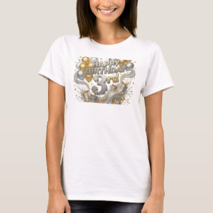 Iconic Orange HAPPY BIRTHDAY 3RD Print T-Shirt