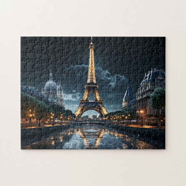 Iconic Paris Landmark Eiffel Tower and Seine River Jigsaw Puzzle (Horizontal)
