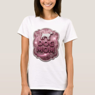 Iconic Pink DOG MOM 3D Text Art T-Shirt
