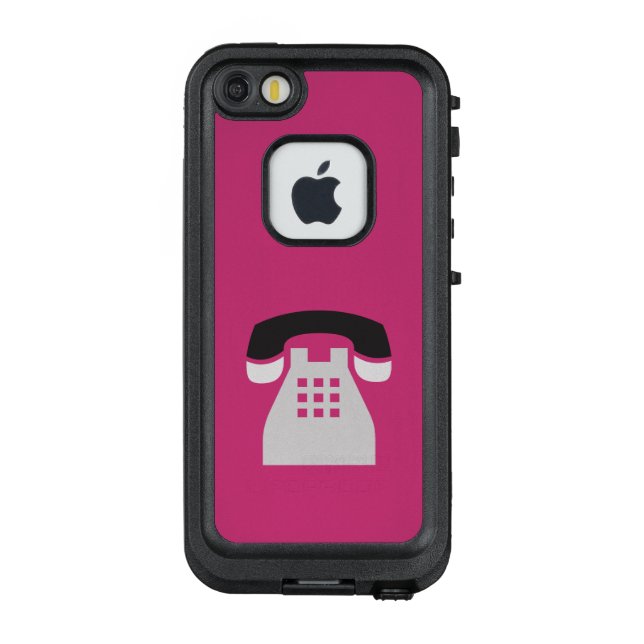 Iconic Pink Retro Phone on any Colour LifeProof iPhone Case (Back)