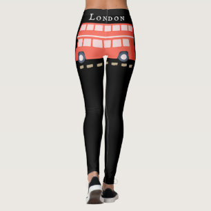 Iconic Red London Bus Black Fashion  Leggings
