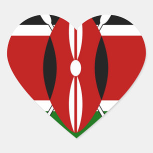 Iconic Regal Kenya Republic Flag Inspired Artwork Heart Sticker