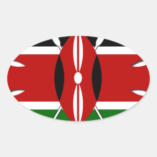 Iconic Regal Kenya Republic Flag Inspired Artwork Oval Sticker