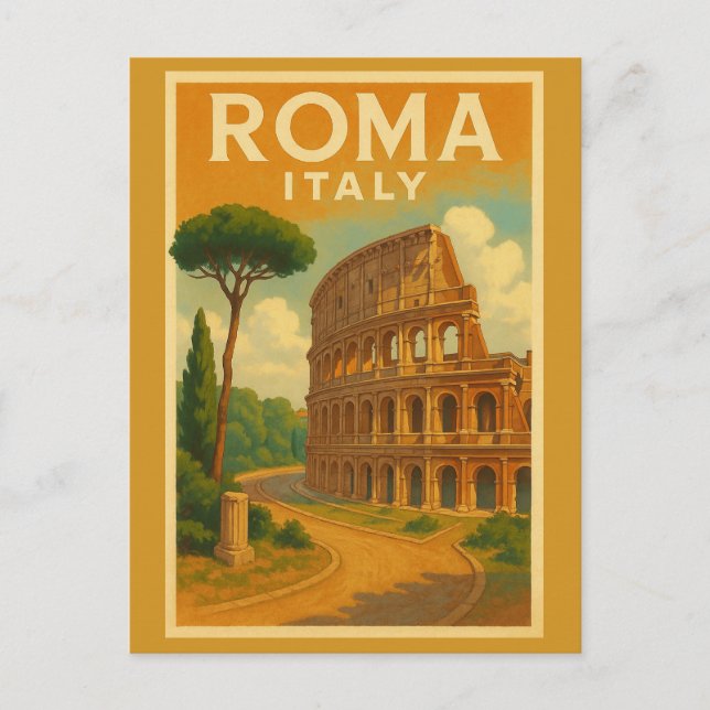 Iconic Rome: Colosseum Vintage Travel  Postcard (Front)